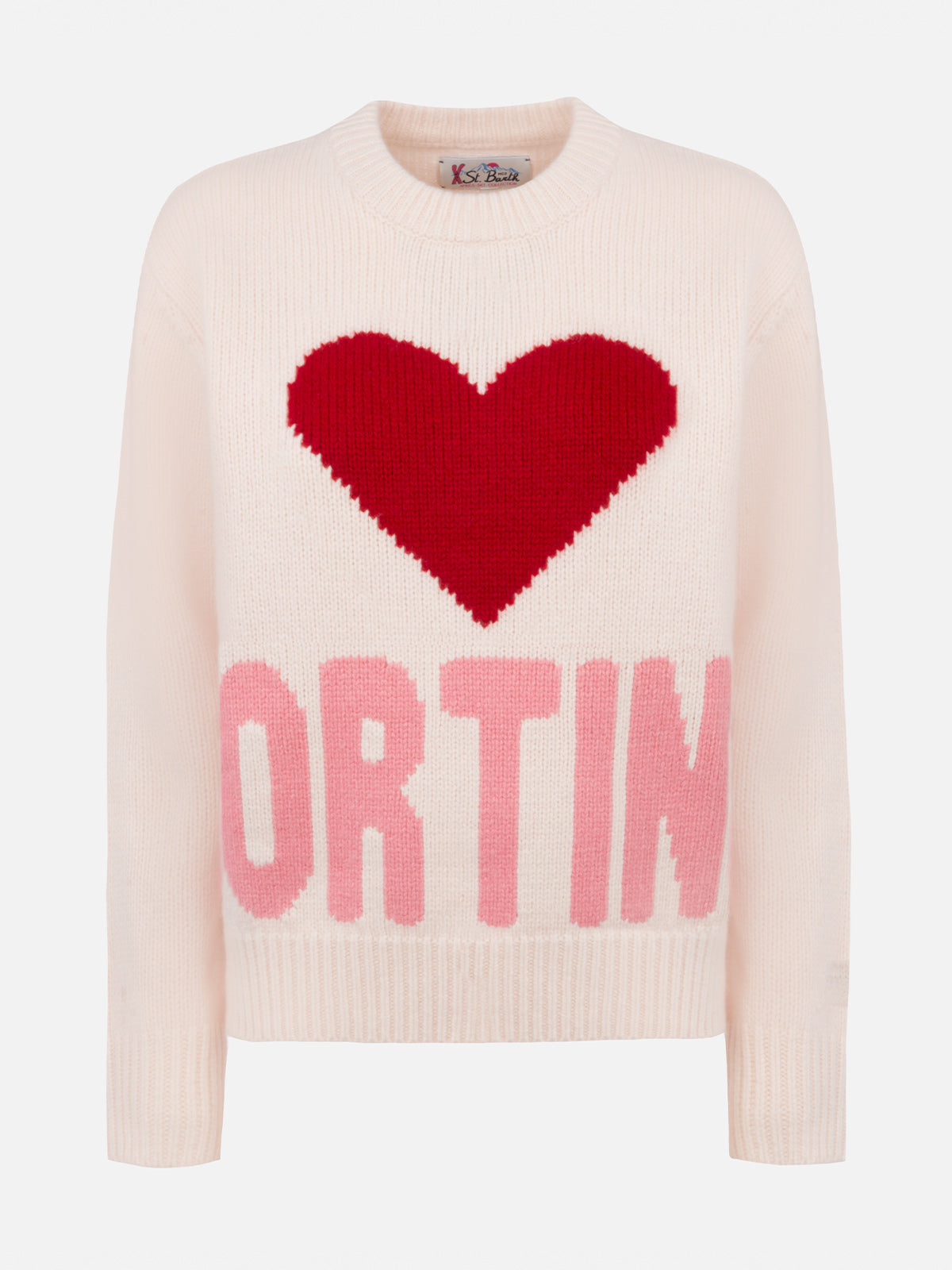 Woman white fair isle sweater Kyla with Cortina jacquard - MC2 Saint Barth