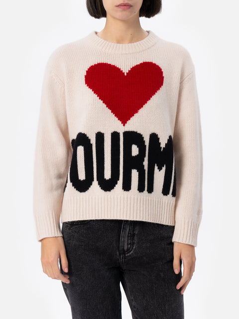 Woman white fair isle sweater Kyla with Courma jacquard - MC2 Saint Barth