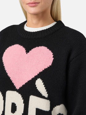 Kyla wool sweater in black with Après jacquard