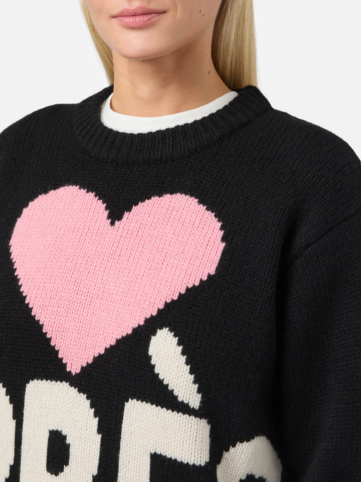 Kyla wool sweater in black with Après jacquard