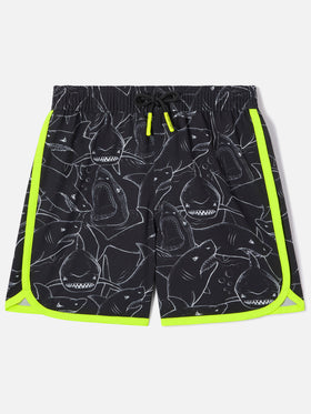 Boy swim shorts with shark print