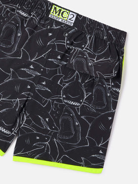 Boy swim shorts with shark print
