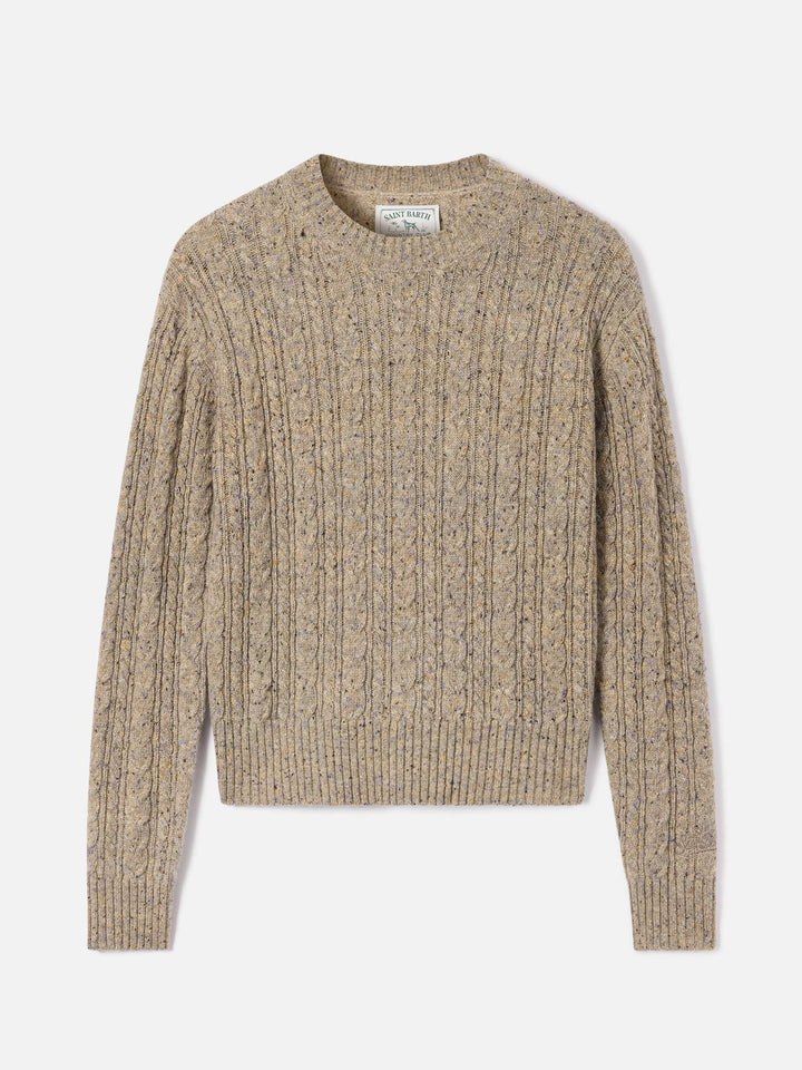 Maglia girocollo Lalia grigio talpa in misto lana Donegal