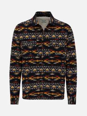Man wool blend overshirt Landeck with navajo plaid print - MC2 Saint Barth