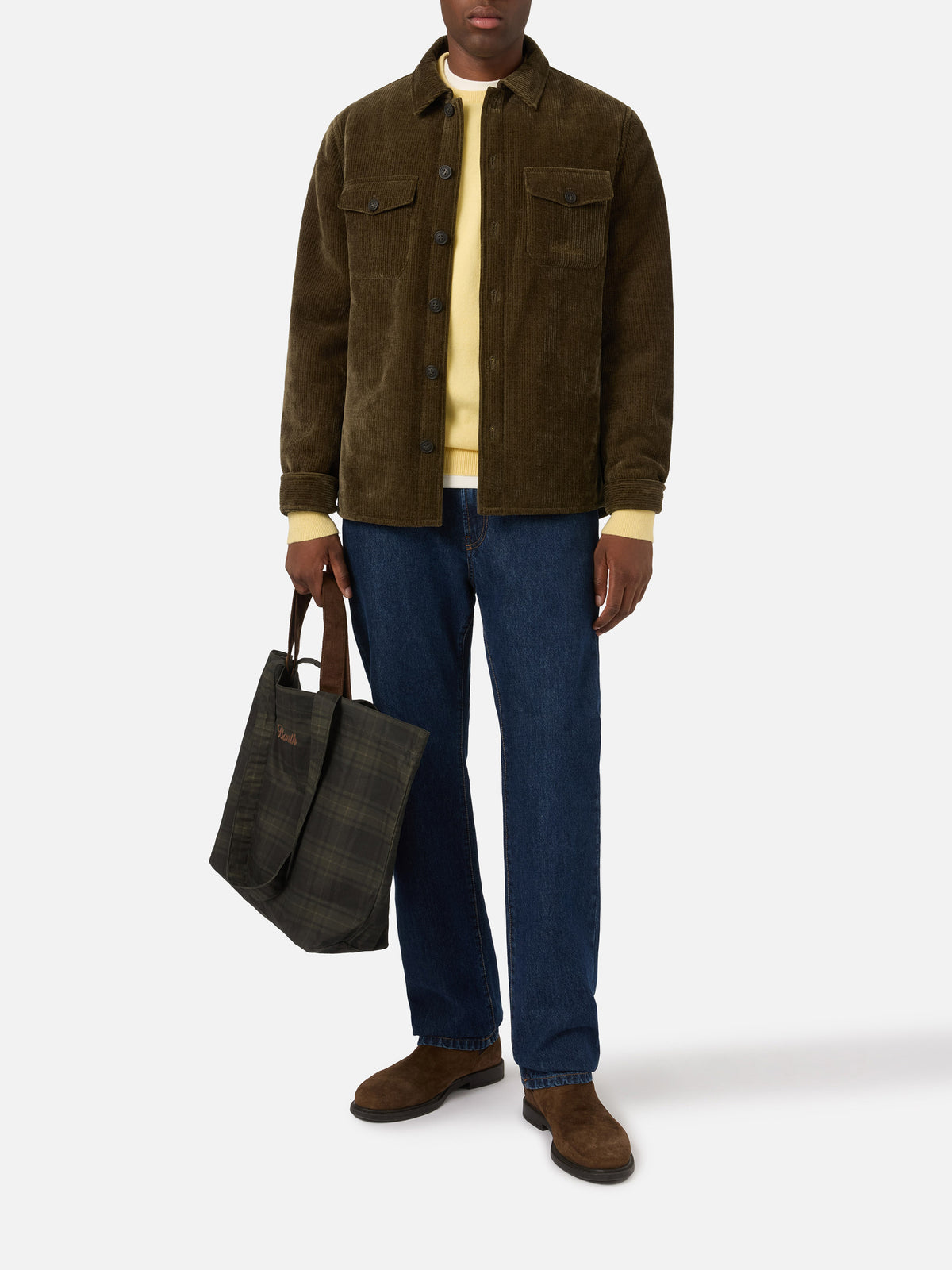 Landeck Overshirt aus Cord in Military Green mit Teddy-Futter 