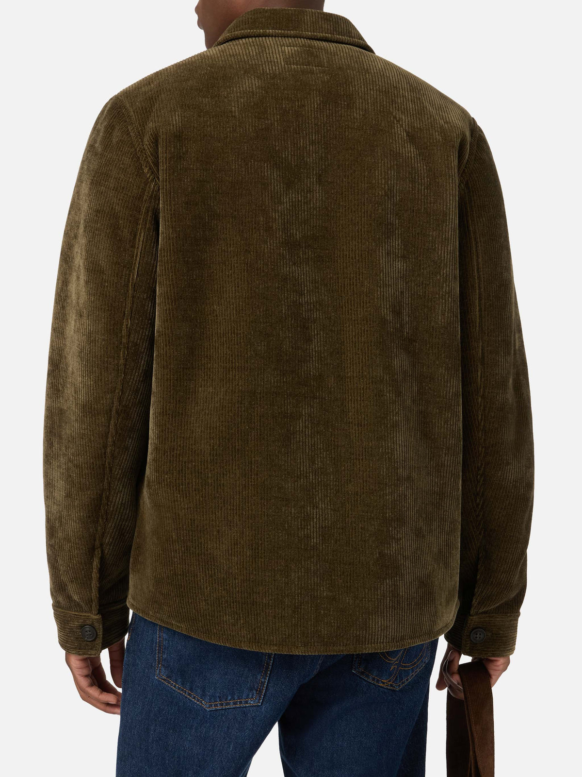 Landeck Overshirt aus Cord in Military Green mit Teddy-Futter 