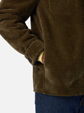 Landeck Overshirt aus Cord in Military Green mit Teddy-Futter 