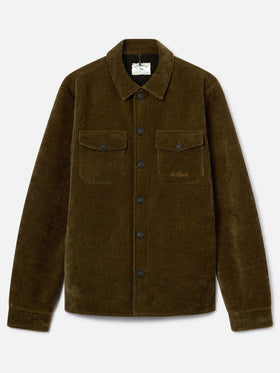 Landeck Overshirt aus Cord in Military Green mit Teddy-Futter 
