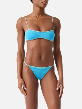 Bralette-Bikinioberteil Lurex Laryn mit Paspelierung 
