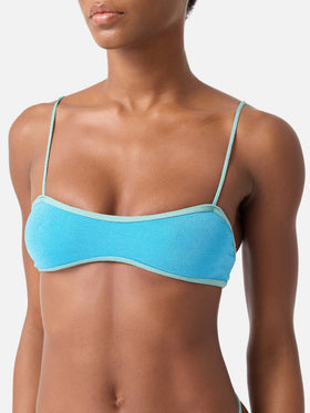 Bralette-Bikinioberteil Lurex Laryn mit Paspelierung 