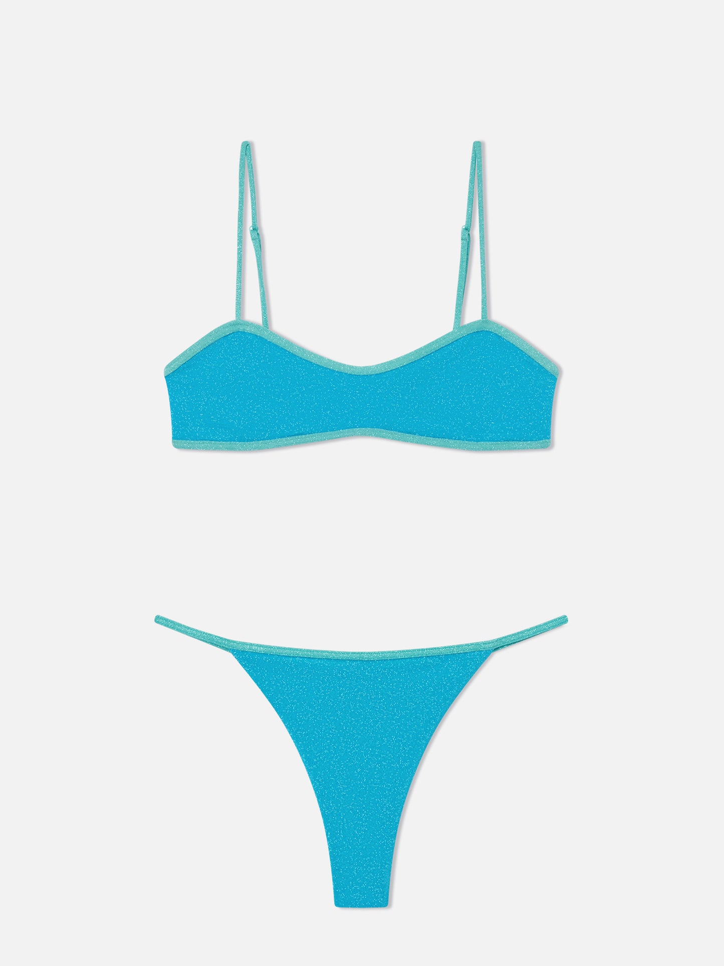 Laryn Jodene lurex scoop bralette bikini with piping