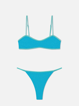 Laryn Jodene lurex scoop bralette bikini with piping