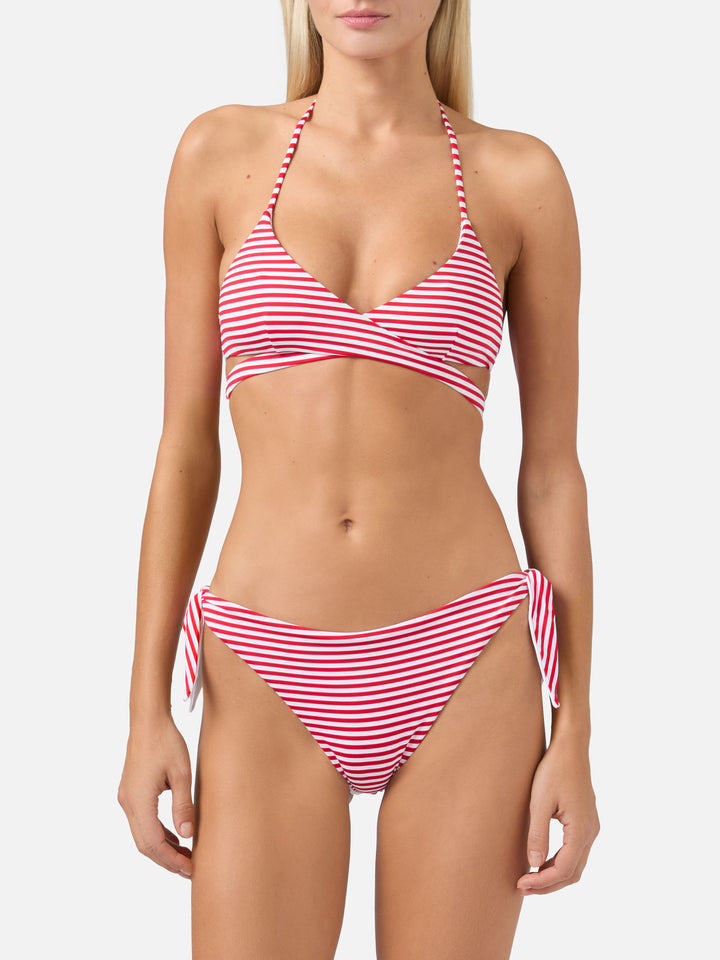 Wrap triangle bikini Layne Yali with striped print