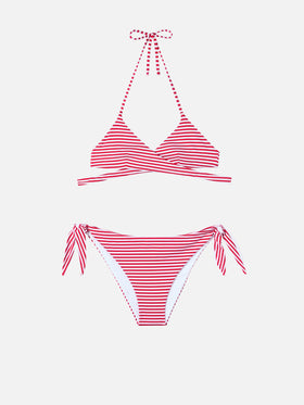 Wrap triangle bikini Layne Yali with striped print