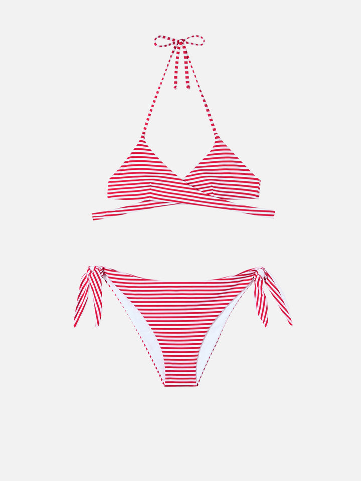 Wrap triangle bikini Layne Yali with striped print