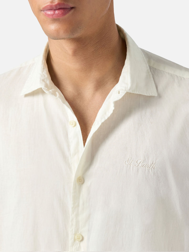 Cream Chemise Ice shirt in pure cotton voile