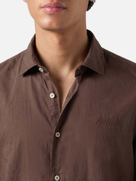 Brown Chemise Ice shirt in pure cotton voile
