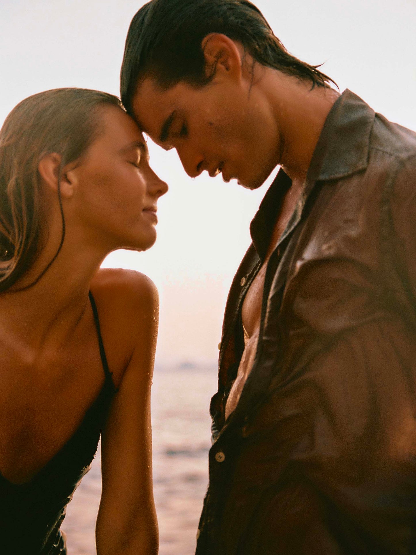 Camisa Chemise Ice marrón en voile de algodón puro 
