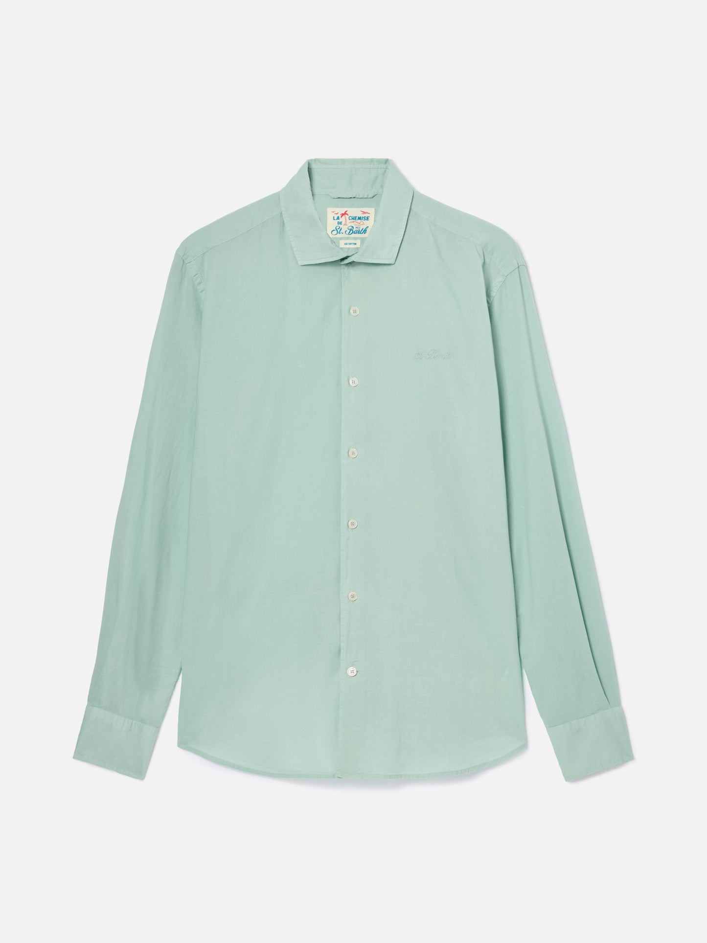 Chemise Ice vert sauge en voile de pur coton 
