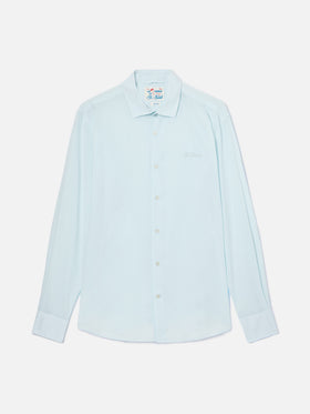 Camisa Chemise Ice azul claro en voile de algodón puro 