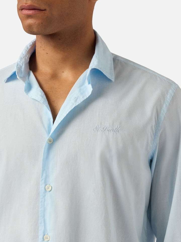 Light blue Chemise Ice shirt in pure cotton voile