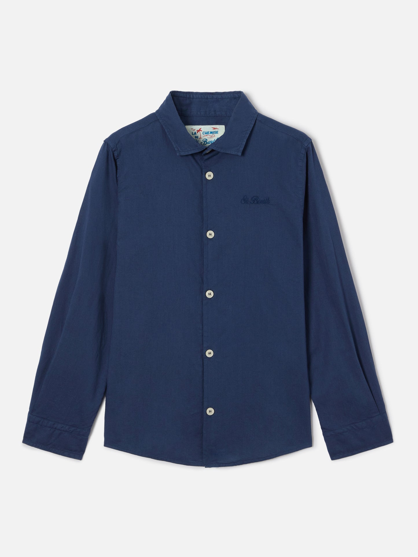 Camisa Chemise Jr azul marino en voile de algodón 