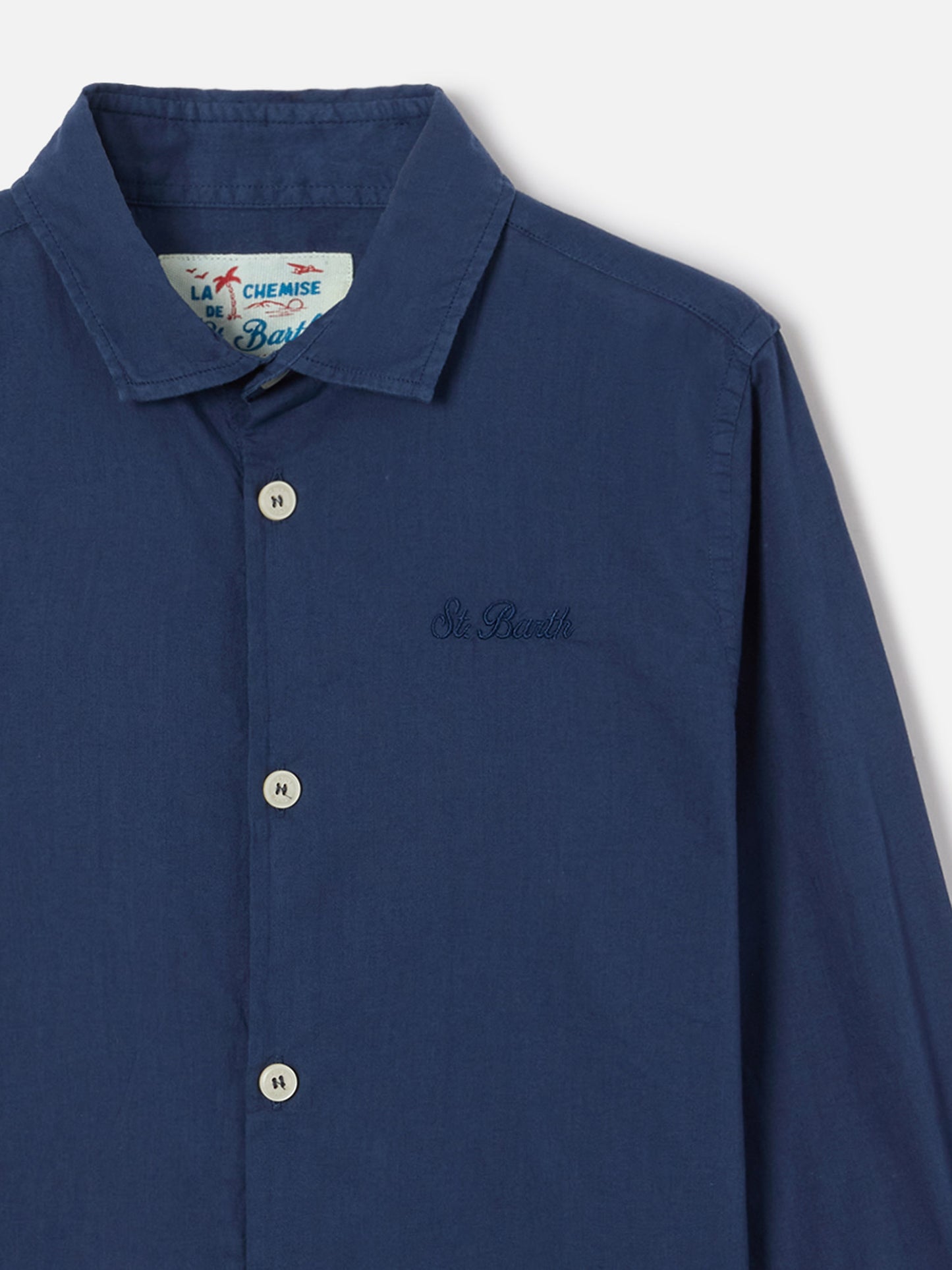 Camisa Chemise Jr azul marino en voile de algodón 