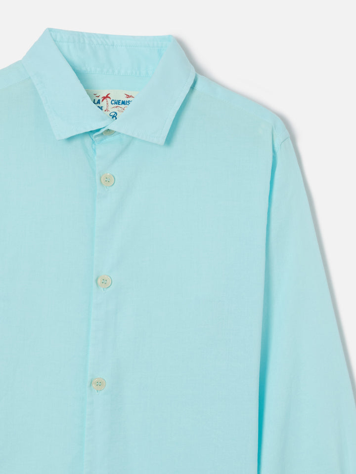 Water green Chemise Jr shirt in cotton voile
