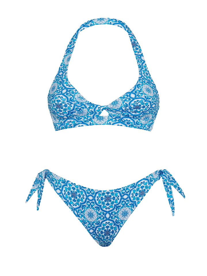 Bralette bikini Leda Yali with majolica print - MC2 Saint Barth