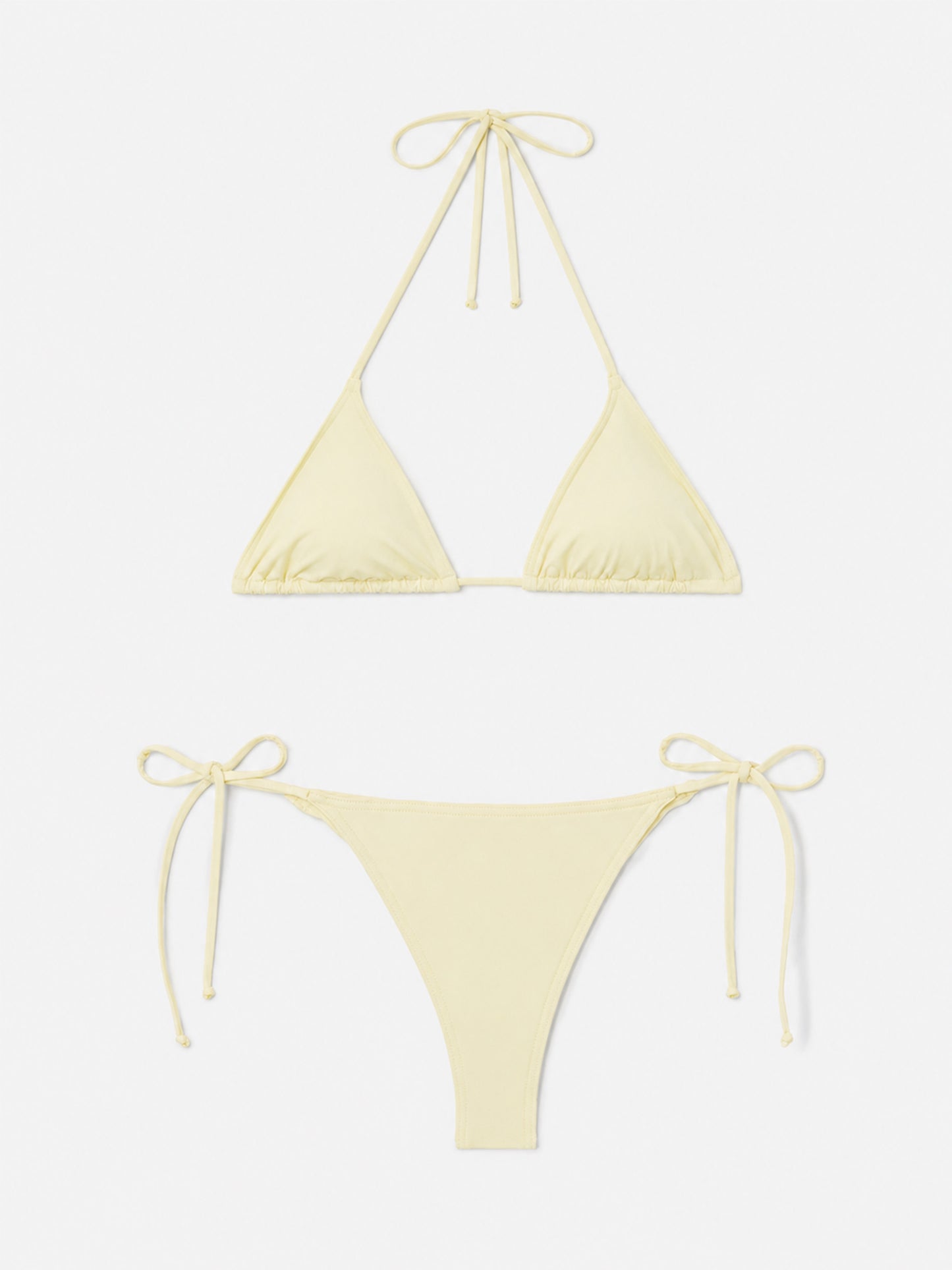 Leah Marielle butter yellow triangle bikini with ties