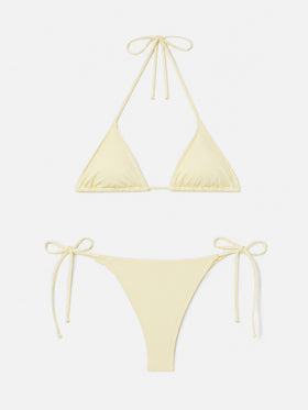 Leah Marielle butter yellow triangle bikini with ties