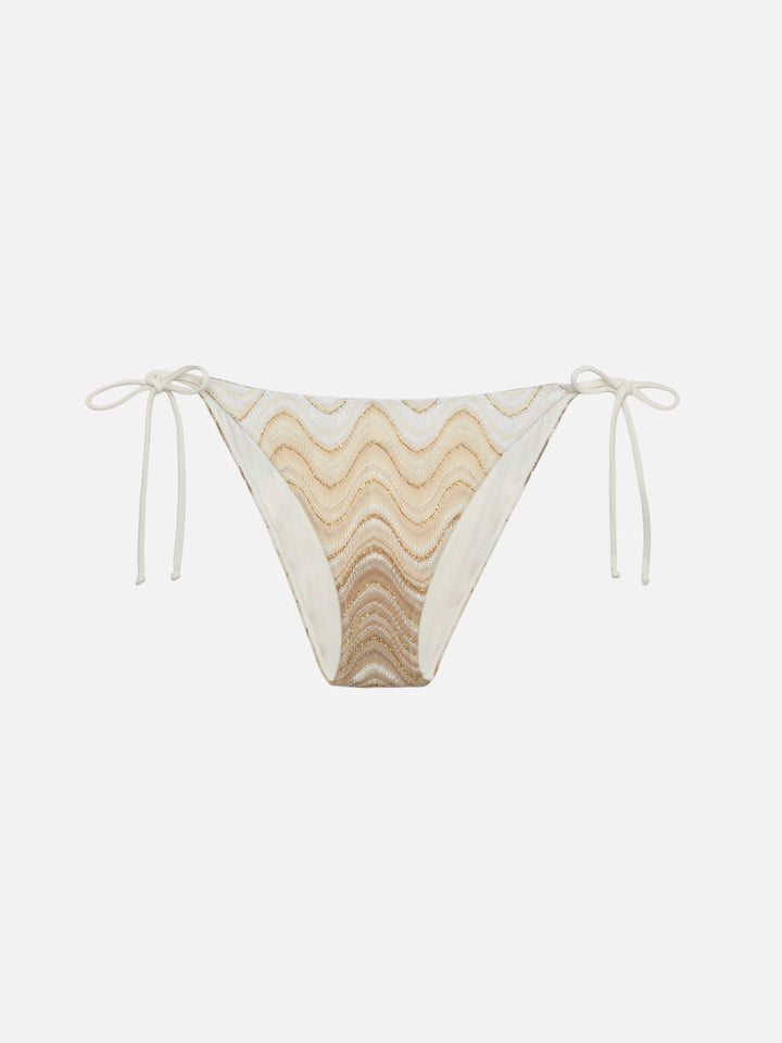 Bikini triangolo Leah Virgo in tessuto raschel beige