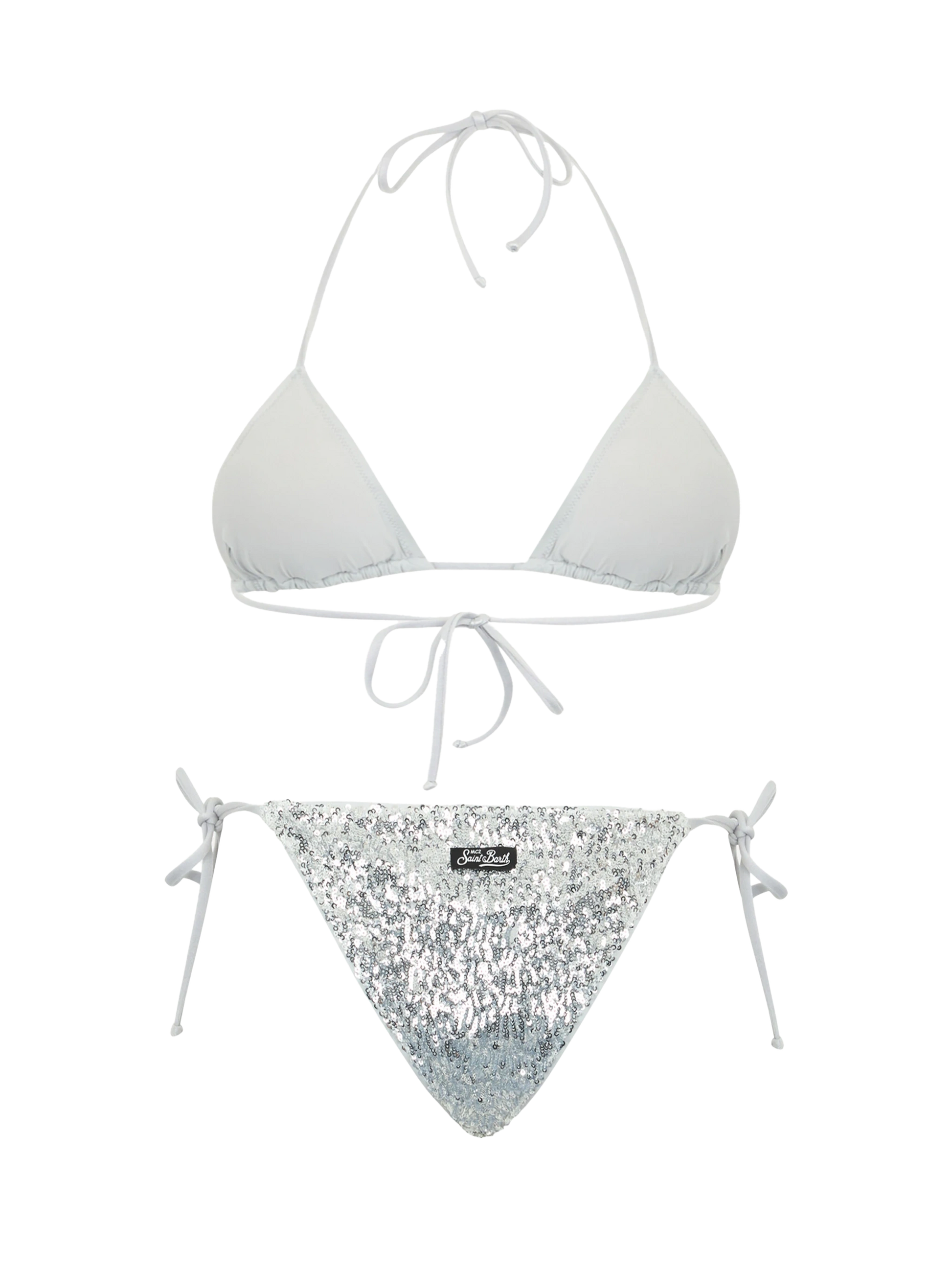 Woman silver sequins triangle bikini Leah Marielle - MC2 Saint Barth