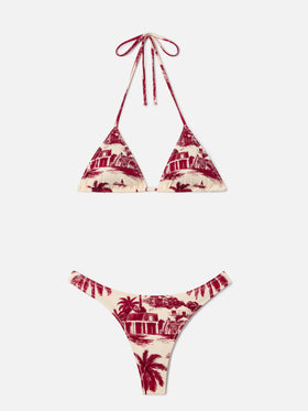 Leah Naomi bordeaux toile de jouy bikini