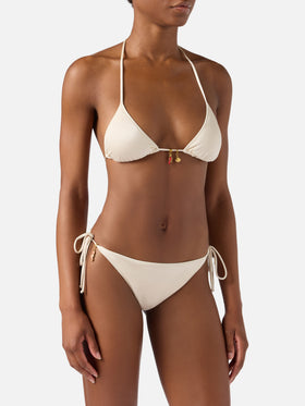 Bikini Leah Virgo beige à finition brillante avec charms 