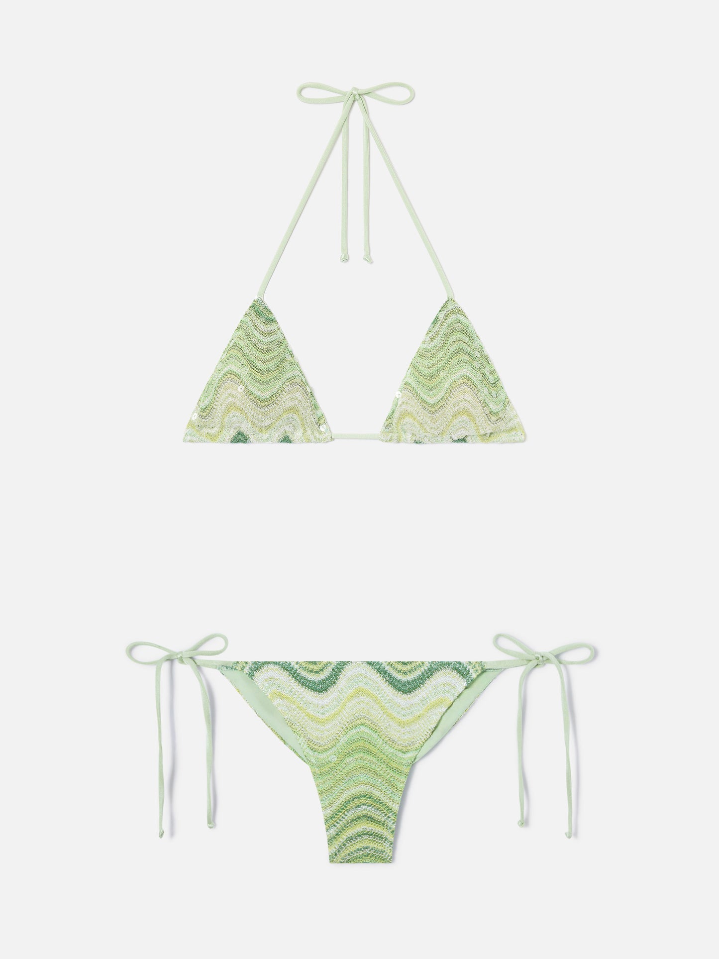 Leah Marielle grüner degradé-Raschel-Bikini mit Pailletten 