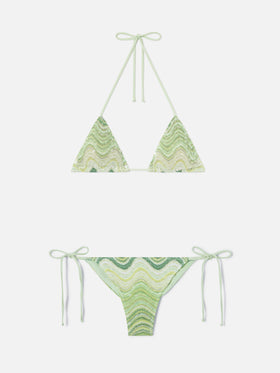 Leah Marielle grüner degradé-Raschel-Bikini mit Pailletten 