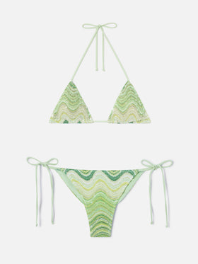 Bikini raschel vert dégradé Leah Marielle avec sequins 