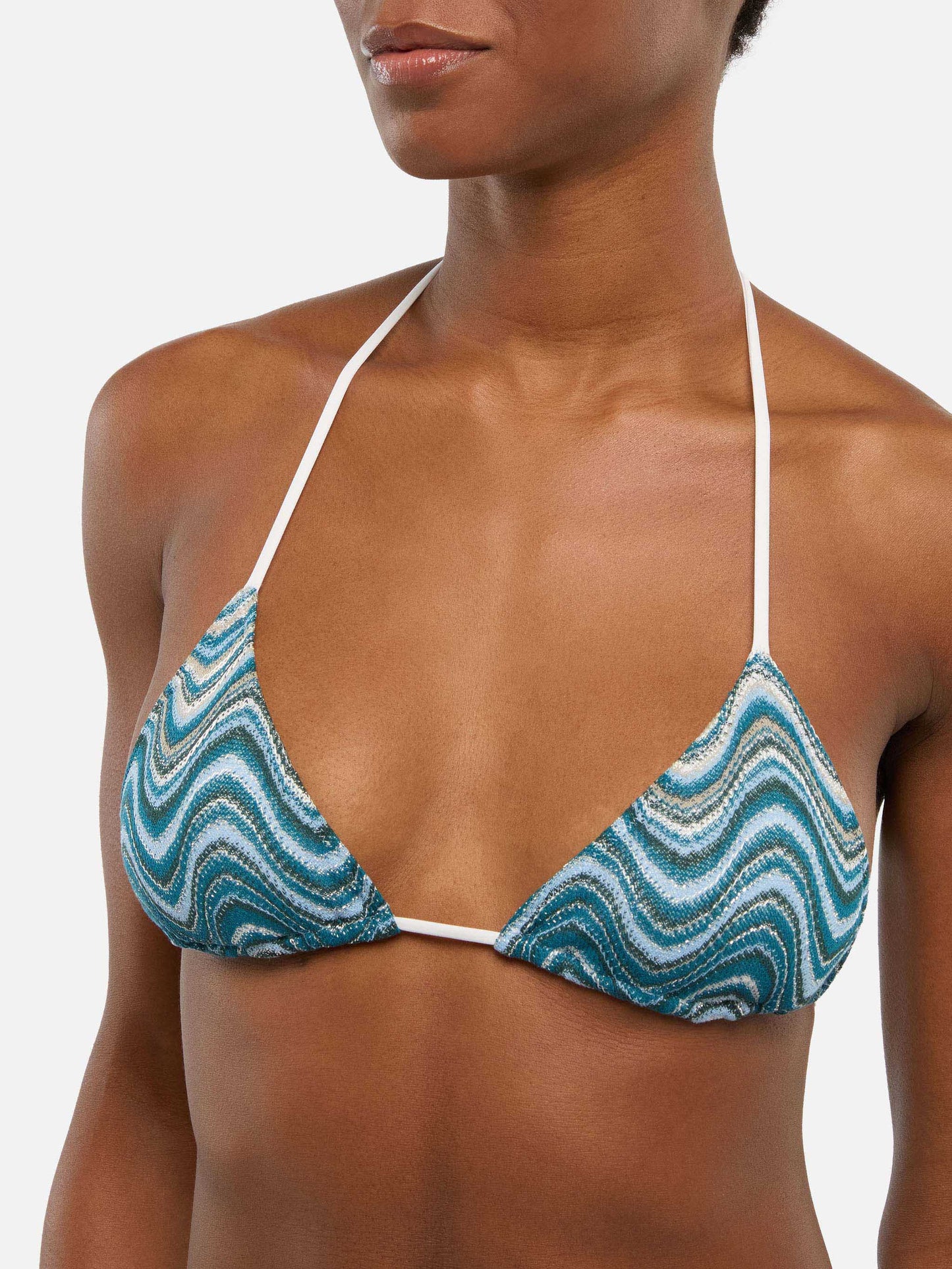 Leah top a triangolo in tessuto raschel con motivo ondulato - Marielle slip mare classico in tessuto raschel con motivo ondulato