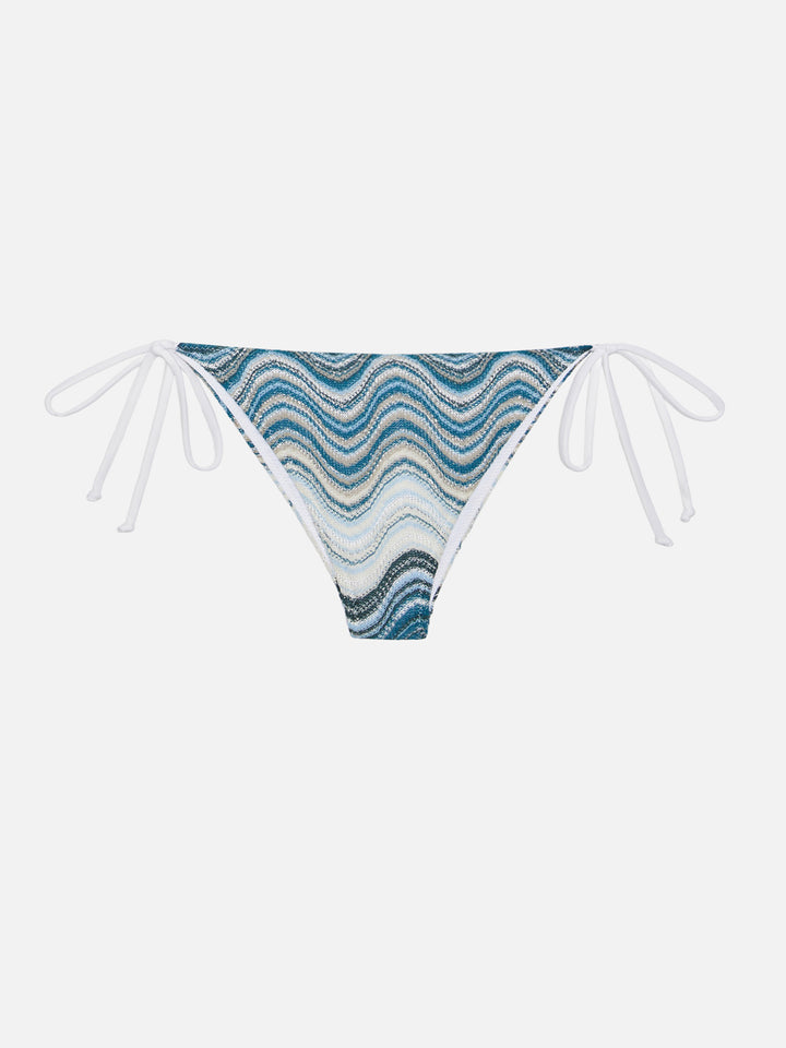Leah top a triangolo in tessuto raschel con motivo ondulato - Marielle slip mare classico in tessuto raschel con motivo ondulato