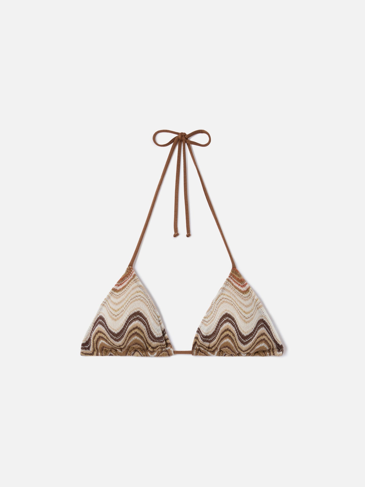 Haut de bikini triangle Leah en tissu raschel dégradé marron 