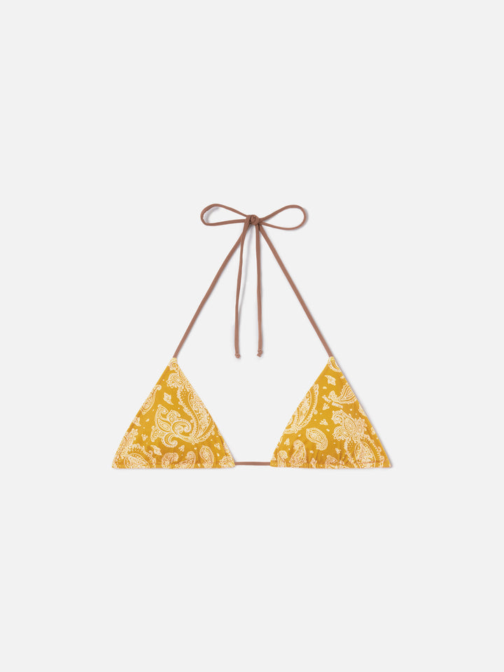 Ochre paisley Leah triangle bikini top