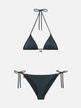 Leah Virgo Bikini in Dunkelgrau mit glänzendem Finish und Charms 