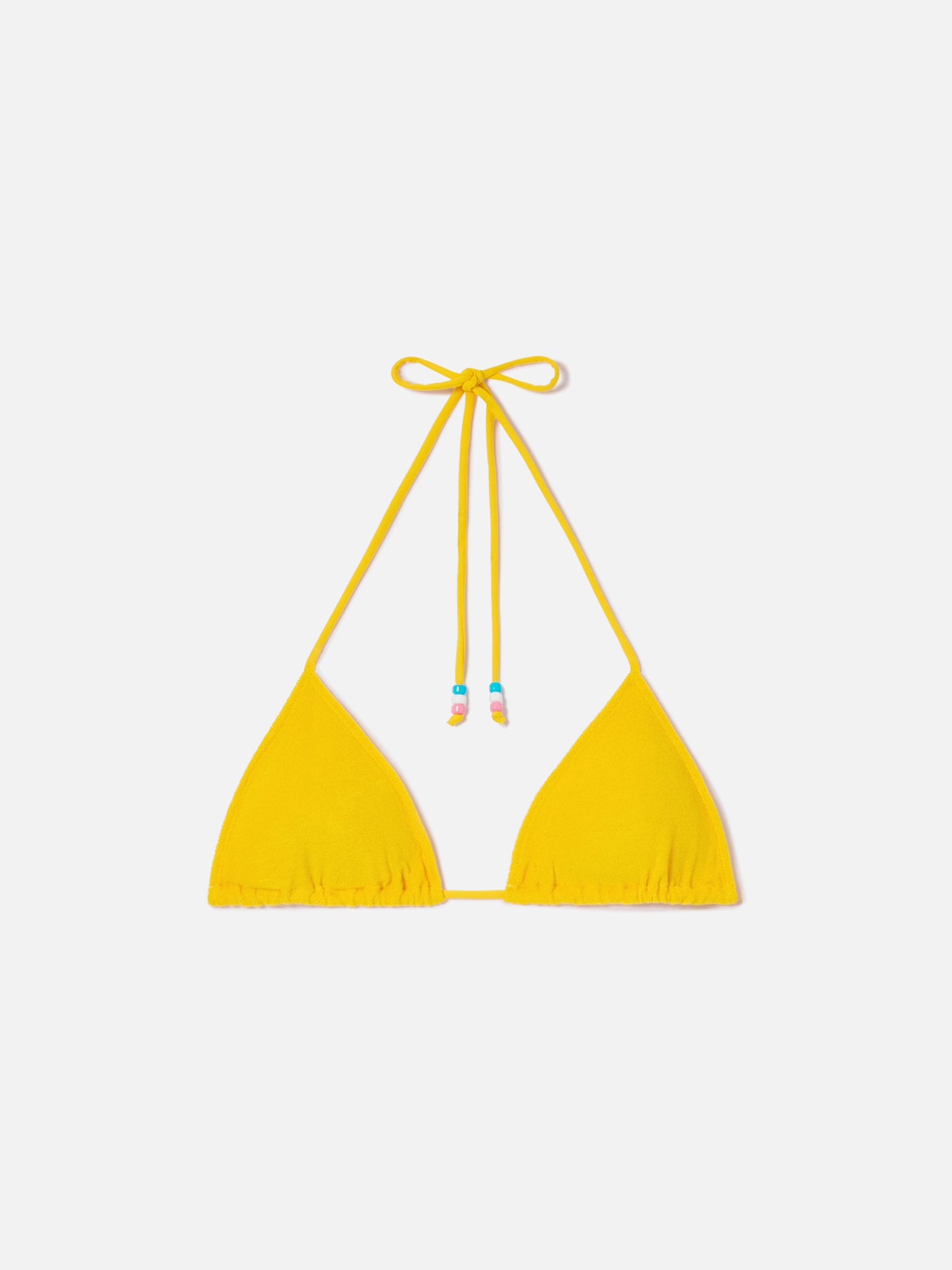 Top de bikini triangular Leah de rizo amarillo con charms 