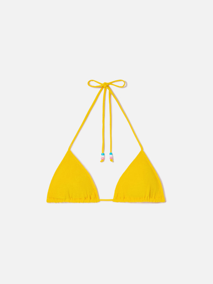 Top bikini Leah triangolo giallo in spugna con charms