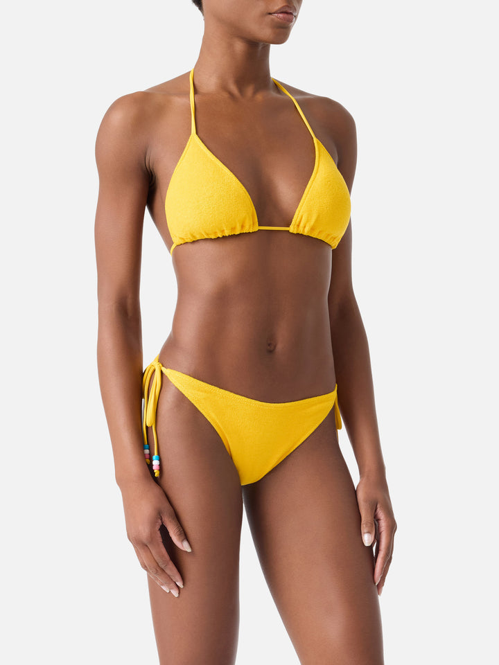 Leah Marielle yellow terry triangle bikini with charms