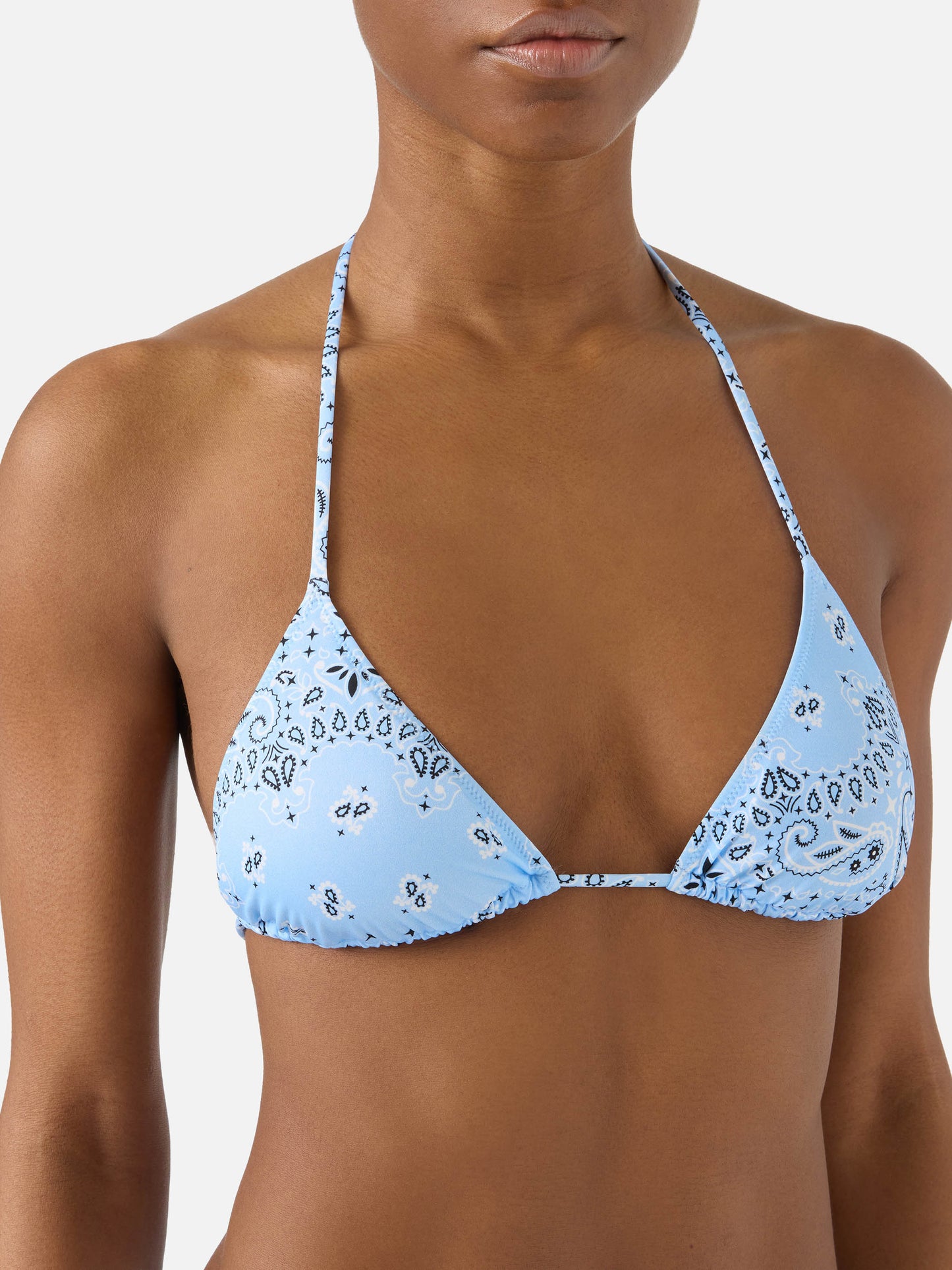 Leah Virgo light blue bandana print bikini