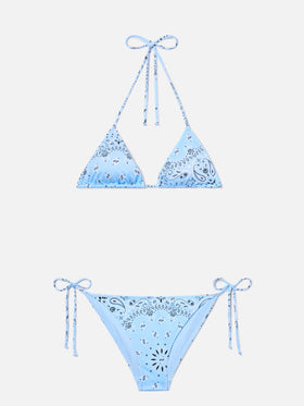 Leah Virgo light blue bandana print bikini