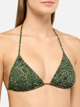 Virgo slip mare classico con stampa bandana - Leah top bikini triangolo con stampa bandana