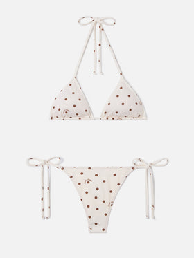 Bikini Leah Norah beige à pois marron 